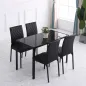 Pack de 4 Sillas de Comedor con Respaldo Alto Tapizadas en Cuero Sintético Patas de Acero Negro
