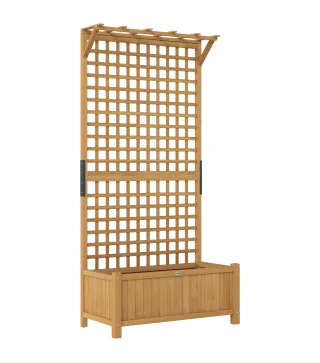 Jardinera con Celosía de Madera para Enredaderas Cultivo de Plantas para Patio Terraza 90x45x183 cm Natural