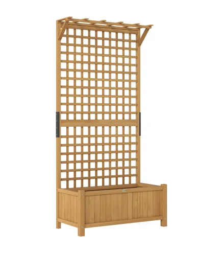 Jardinera con Celosía de Madera para Enredaderas Cultivo de Plantas para Patio Terraza 90x45x183 cm Natural