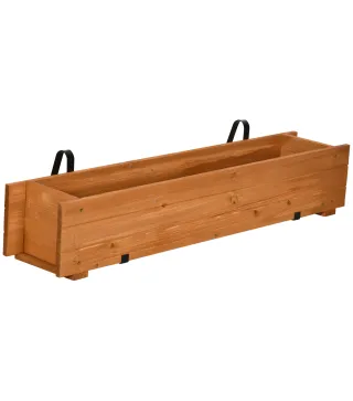 Jardinera de Madera con 2 Ganchos para Colgar para Cultivos Plantas Flores al Exterior 91x18x16,5 cm Natural
