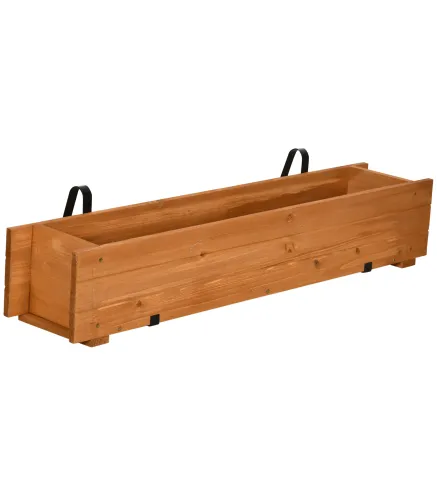 Jardinera de Madera con 2 Ganchos para Colgar para Cultivos Plantas Flores al Exterior 91x18x16,5 cm Natural