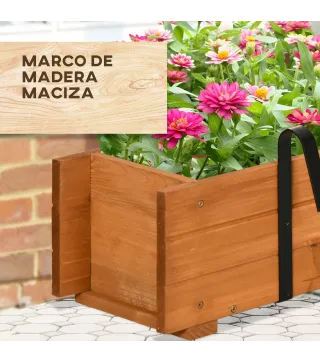 Jardinera de Madera con 2 Ganchos para Colgar para Cultivos Plantas Flores al Exterior 91x18x16,5 cm Natural
