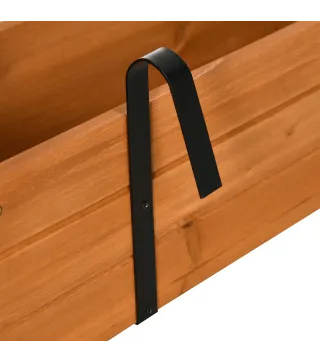 Jardinera de Madera con 2 Ganchos para Colgar para Cultivos Plantas Flores al Exterior 91x18x16,5 cm Natural