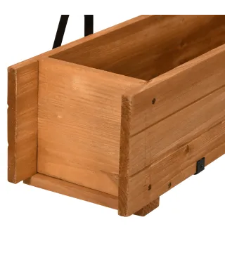 Jardinera de Madera con 2 Ganchos para Colgar para Cultivos Plantas Flores al Exterior 91x18x16,5 cm Natural