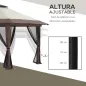 Carpa Plegable Pop-up con Altura Ajustable Protección UV50+ Doble Techo y Mosquiteras 4x4x2,8 m Beige