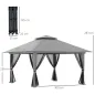 Carpa Plegable Pop-up con Altura Ajustable Protección UV50+ Doble Techo y Mosquiteras 4x4x2,8 m Gris