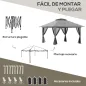 Carpa Plegable Pop-up con Altura Ajustable Protección UV50+ Doble Techo y Mosquiteras 4x4x2,8 m Gris