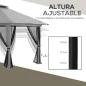 Carpa Plegable Pop-up con Altura Ajustable Protección UV50+ Doble Techo y Mosquiteras 4x4x2,8 m Gris