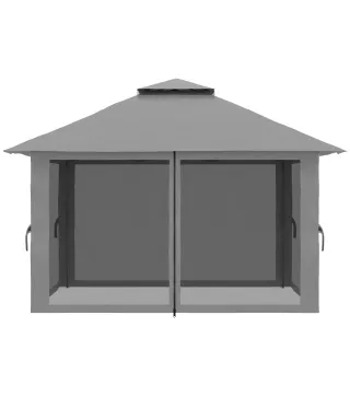 Carpa Plegable Pop-up con Altura Ajustable Protección UV50+ Doble Techo y Mosquiteras 4x4x2,8 m Gris
