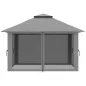 Carpa Plegable Pop-up con Altura Ajustable Protección UV50+ Doble Techo y Mosquiteras 4x4x2,8 m Gris