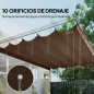 Cubierta para Techo Retráctil de 2,5x2,55m para Pérgola 3x3 Tela de Repuesto con 10 Orificios de Drenaje Café