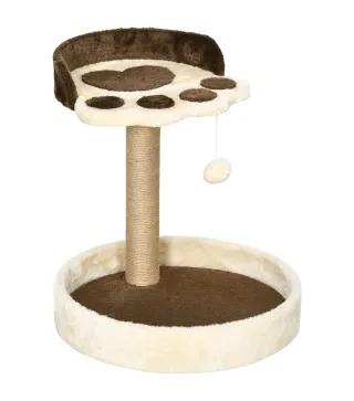 Árbol Rascador para Gatos Altura 44 cm Torre de Escalada con 2 Camas Poste de Yute, Juguete Colgante Marrón