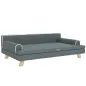 Sofá para Perros Grandes y Medianos Tapizada en Chenilla con Cojín Lavable y Patas de Madera de Pino Gris Oscuro