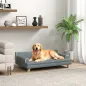 Sofá para Perros Grandes y Medianos Tapizada en Chenilla con Cojín Lavable y Patas de Madera de Pino Gris Oscuro