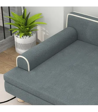 Sofá para Perros Grandes y Medianos Tapizada en Chenilla con Cojín Lavable y Patas de Madera de Pino Gris Oscuro