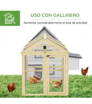 Gallinero para Exterior 140x88,5x106 cm con 3 Perchas Marco de Madera y 2 Puertas con Cierre Madera Natural