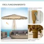 Sombrilla de Jardín Ø264x240 cm con Ángulo Ajustable Manivela y Toldo con Volantes Decorativos para Patio Terraza Caqui
