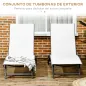 Juego de 2 Tumbonas Reclinables de Jardín de Aluminio con Respaldo Ajustable y Ruedas 165x66x102 cm Blanco Mate