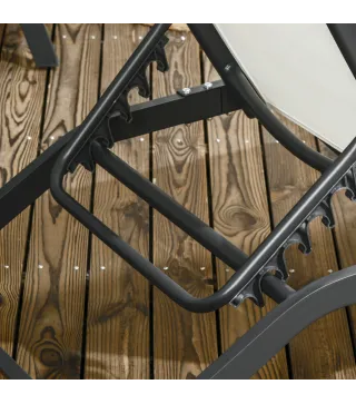 Juego de 2 Tumbonas Reclinables de Jardín de Aluminio con Respaldo Ajustable y Ruedas 165x66x102 cm Blanco Mate