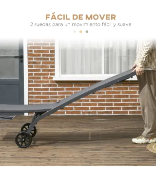 Juego de 2 Tumbonas Reclinables de Jardín de Aluminio con Respaldo Ajustable y Ruedas 165x66x102 cm Gris Oscuro