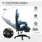 Silla Gaming Silla Gamer de Cuero PU Reclinable 135° Reposacabezas y Reposapiés 65x65x121-129 cm Negro y Azul