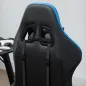 Silla Gaming Silla Gamer de Cuero PU Reclinable 135° Reposacabezas y Reposapiés 65x65x121-129 cm Negro y Azul