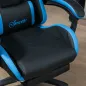 Silla Gaming Silla Gamer de Cuero PU Reclinable 135° Reposacabezas y Reposapiés 65x65x121-129 cm Negro y Azul
