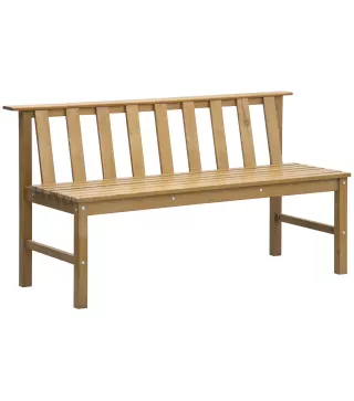 Banco de Jardín de 3 Plazas Banco Exterior de Madera con Respaldo de Listones para Terraza Patio 144x60x77 cm Natural