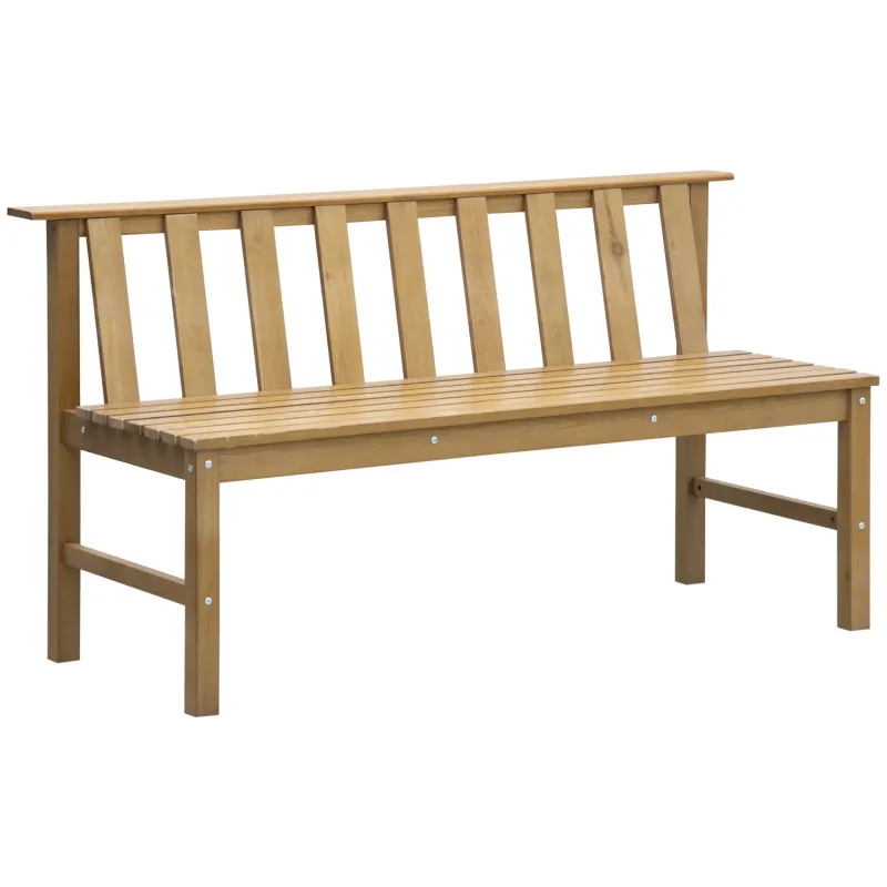 Banco de Jardín de 3 Plazas Banco Exterior de Madera con Respaldo de Listones para Terraza Patio 144x60x77 cm Natural