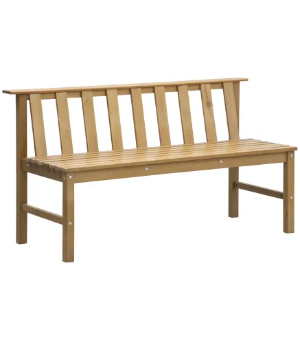 Banco de Jardín de 3 Plazas Banco Exterior de Madera con Respaldo de Listones para Terraza Patio 144x60x77 cm Natural