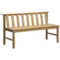 Banco de Jardín de 3 Plazas Banco Exterior de Madera con Respaldo de Listones para Terraza Patio 144x60x77 cm Natural