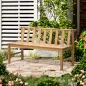 Banco de Jardín de 3 Plazas Banco Exterior de Madera con Respaldo de Listones para Terraza Patio 144x60x77 cm Natural
