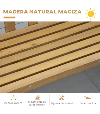Banco de Jardín de 3 Plazas Banco Exterior de Madera con Respaldo de Listones para Terraza Patio 144x60x77 cm Natural