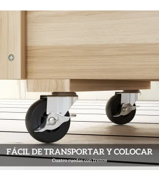 Jardinera de Madera de Exterior con Orificios de Drenaje y Malla Geotextil para Flores Plantas 89x48x47 cm Natural