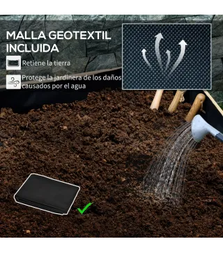 Jardinera de Madera de Exterior con Orificios de Drenaje y Malla Geotextil para Flores Plantas 89x48x47 cm Natural