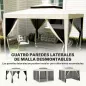 Carpa de Jardín 3x3 m Cenador Gazebo con 4 Mosquiteras Laterales Techo Doble 8 Orificios de Drenaje Marco de Metal Beige Carpa de Jardín 3x3 m Cenador Gazebo con 4 Mosquiteras Laterales Techo Doble 8 Orificios de Drenaje Marco de Metal Beige