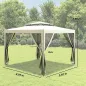 Carpa de Jardín 3x3 m Cenador Gazebo con 4 Mosquiteras Laterales Techo Doble 8 Orificios de Drenaje Marco de Metal Crema