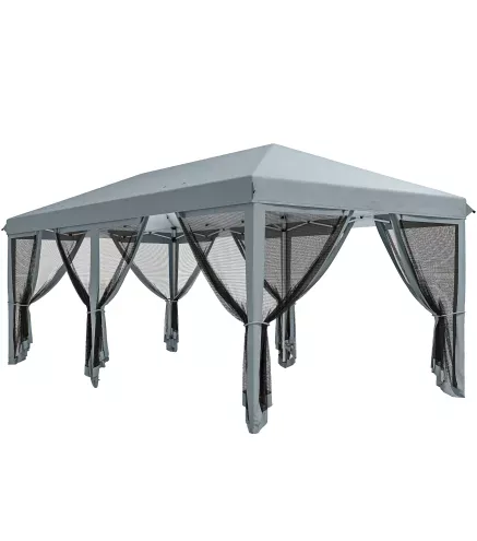 Carpa Plegable Pop-Up Gazebo 6x3 m con 6 Paredes Laterales de Malla Anti-UV y Bolsa de Transporte Gris
