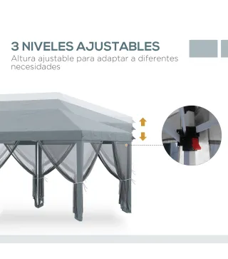 Carpa Plegable Pop-Up Gazebo 6x3 m con 6 Paredes Laterales de Malla Anti-UV y Bolsa de Transporte Gris