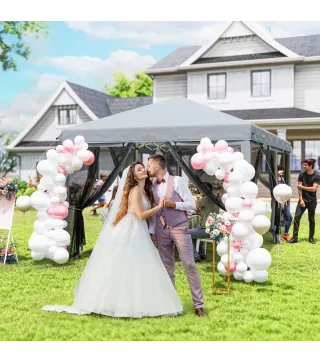 Carpa Plegable Pop-Up Gazebo 6x3 m con 6 Paredes Laterales de Malla Anti-UV y Bolsa de Transporte Gris