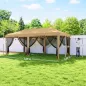 Carpa Plegable 6x3 m Cenador de Jardín con 6 Mosquiteras Bolsa de Transporte y Marco de Acero para Camping Fiestas Beige
