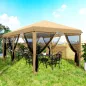 Carpa Plegable 6x3 m Cenador de Jardín con 6 Mosquiteras Bolsa de Transporte y Marco de Acero para Camping Fiestas Beige