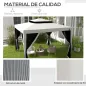 Carpa de Jardín 3x3 m Cenador Gazebo con 4 Mosquiteras Laterales Techo Doble 8 Orificios de Drenaje Marco de Metal Gris
