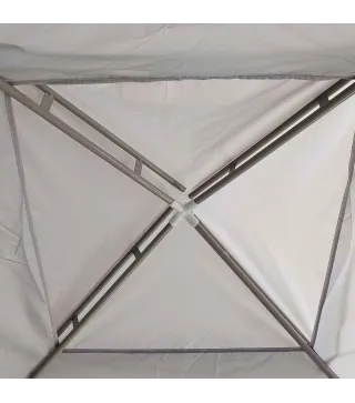 Carpa de Jardín 3x3 m Cenador Gazebo con 4 Mosquiteras Laterales Techo Doble 8 Orificios de Drenaje Marco de Metal Gris