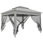 Carpa Plegable Gazebo 3,3x3,3 m con 4 Paredes Laterales de Malla Anti-UV y Bolsa de Transporte Gris Claro