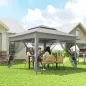 Carpa Plegable Gazebo 3,3x3,3 m con 4 Paredes Laterales de Malla Anti-UV y Bolsa de Transporte Gris Claro