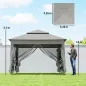 Carpa Plegable Gazebo 3,3x3,3 m con 4 Paredes Laterales de Malla Anti-UV y Bolsa de Transporte Gris Claro