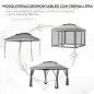 Carpa Plegable Gazebo 3,3x3,3 m con 4 Paredes Laterales de Malla Anti-UV y Bolsa de Transporte Gris Claro