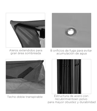 Carpa Plegable Gazebo 3,3x3,3 m con 4 Paredes Laterales de Malla Anti-UV y Bolsa de Transporte Gris Claro