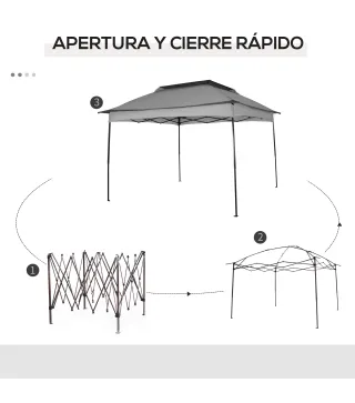 Carpa Plegable Gazebo 3,3x3,3 m con 4 Paredes Laterales de Malla Anti-UV y Bolsa de Transporte Gris Claro